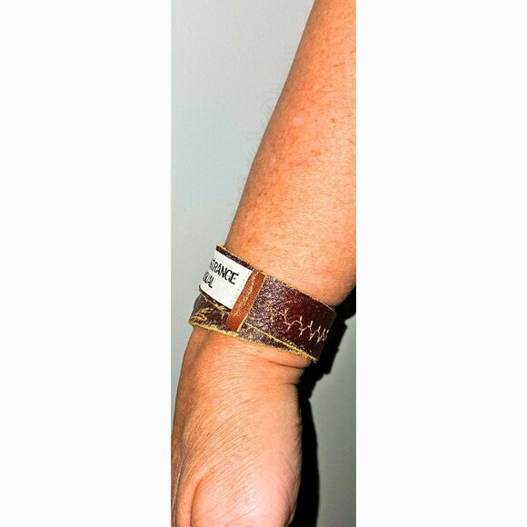 Beetlejuice Goth Jewelry Leather Wrap Bracelet I Myself Am Strange And Unusual - Picture 5 of 10